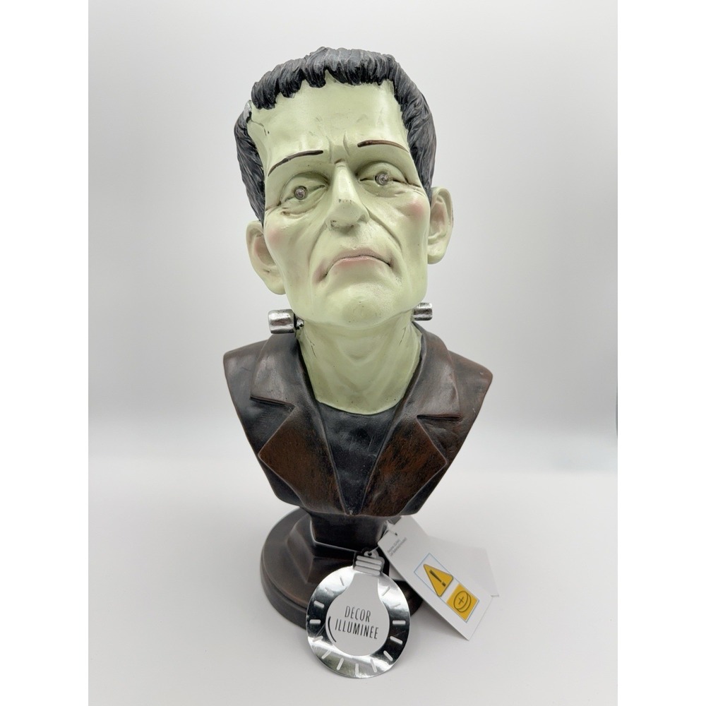 FRANKENSTEIN BUST ON STAND FIGURINE‎ LED HALLOWEEN 13.5 IN NWT